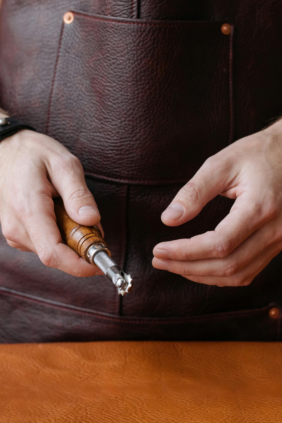 Quality Inspector Examining Leather